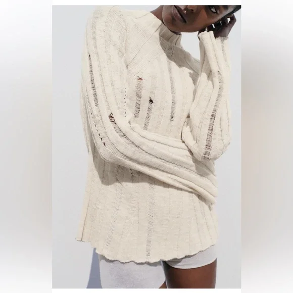 🎁Zara Ribbed Knit Cotton Sweater - New🎁 - Picture 12 of 15